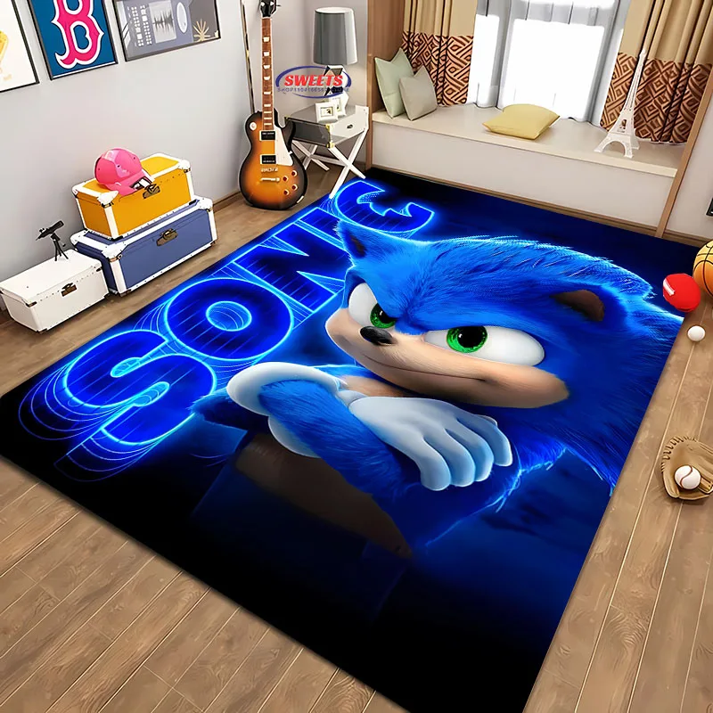 HD Soft Cartoon Carpet S-S0NIC Hedgehog Living Room Bedroom Area Sofa Decor Bathroom Kitchen Door Mat Anti-Slip Floor Mat Carpet