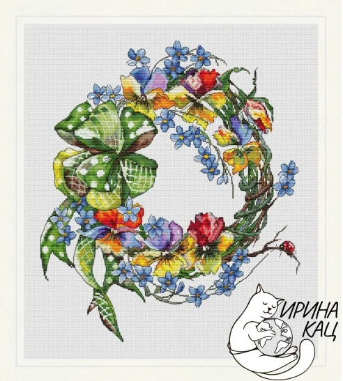 

Summer color wreath 40-45 Embroidery,DIY 14CT Unprinted Arts Cross stitch kits Set Cross-Stitching Home Decor