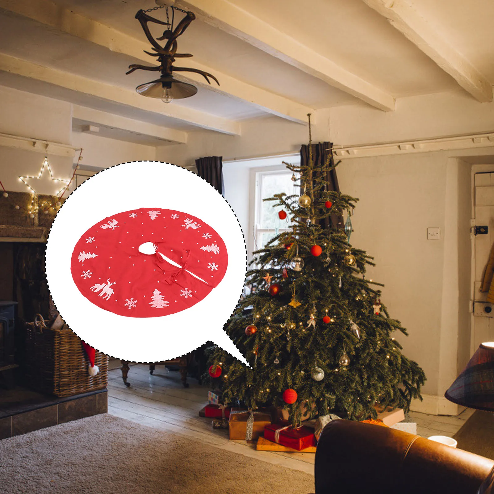 

Trendy Christmas Decor Tree Skirt Christams Fashion under Faux Red Decorations Man