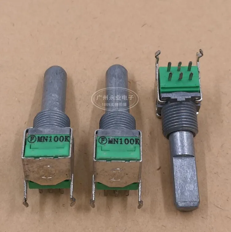 1 Piece RK097G Horizontal Double Rotary Adjustable Balance Potentiometer 100K MN100K Handle Length 25MMF With Midpoint