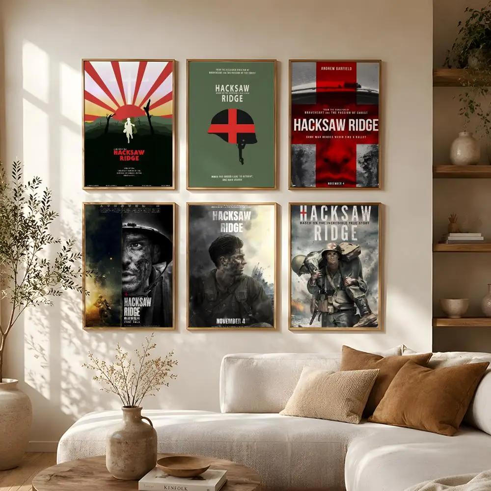 Movie Hacksaw Ridge Poster Self Adhesive Bar Wall Decal Waterproof Vinyl Sticker Modern Art Wall Poster Cafe Home Decor