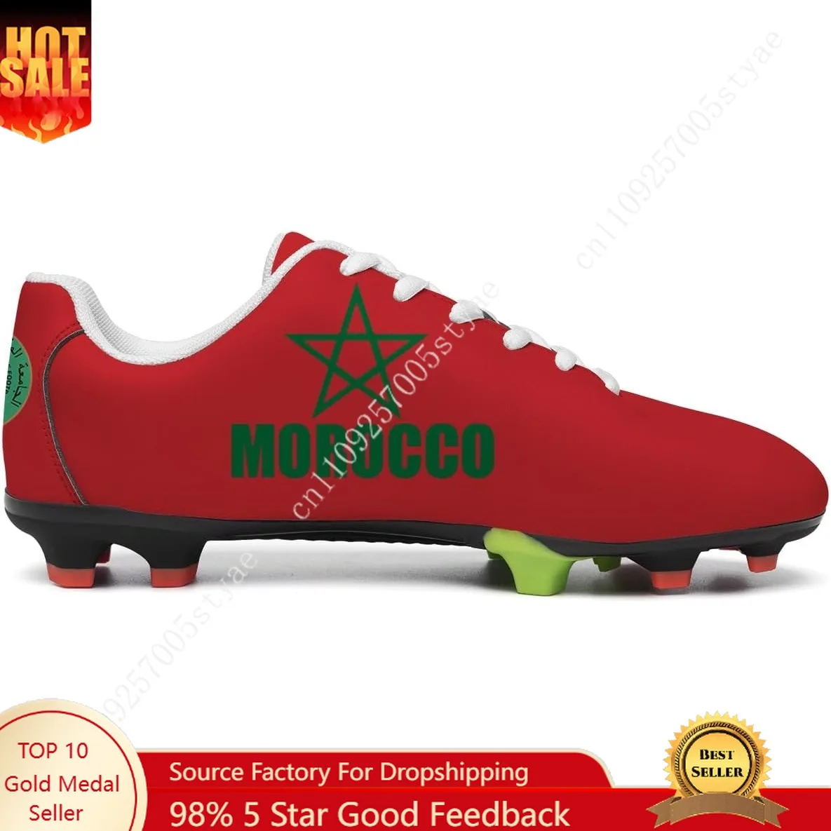 Morocco Flag Soccer Shoes One Star Men Womens Football Shoe PU Sneakers Outdoor Lace Up Sports Shoes 2026
