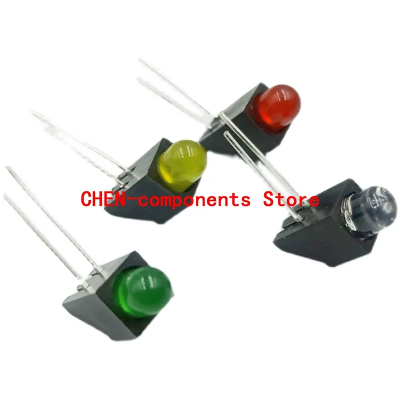 50PCS F5/5MM LED Single Hole Lamp Holder With Lamp Bead 90 degree Bent Foot PCB Holder F5 Signal Light-Emitting Indicator