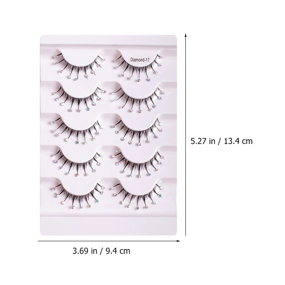 

5 Pairs Fluff Diamond False Eyelashes Long Glitter Fake Lash Extensions For Women Girls Makeup Rhinestones Decorative Natural