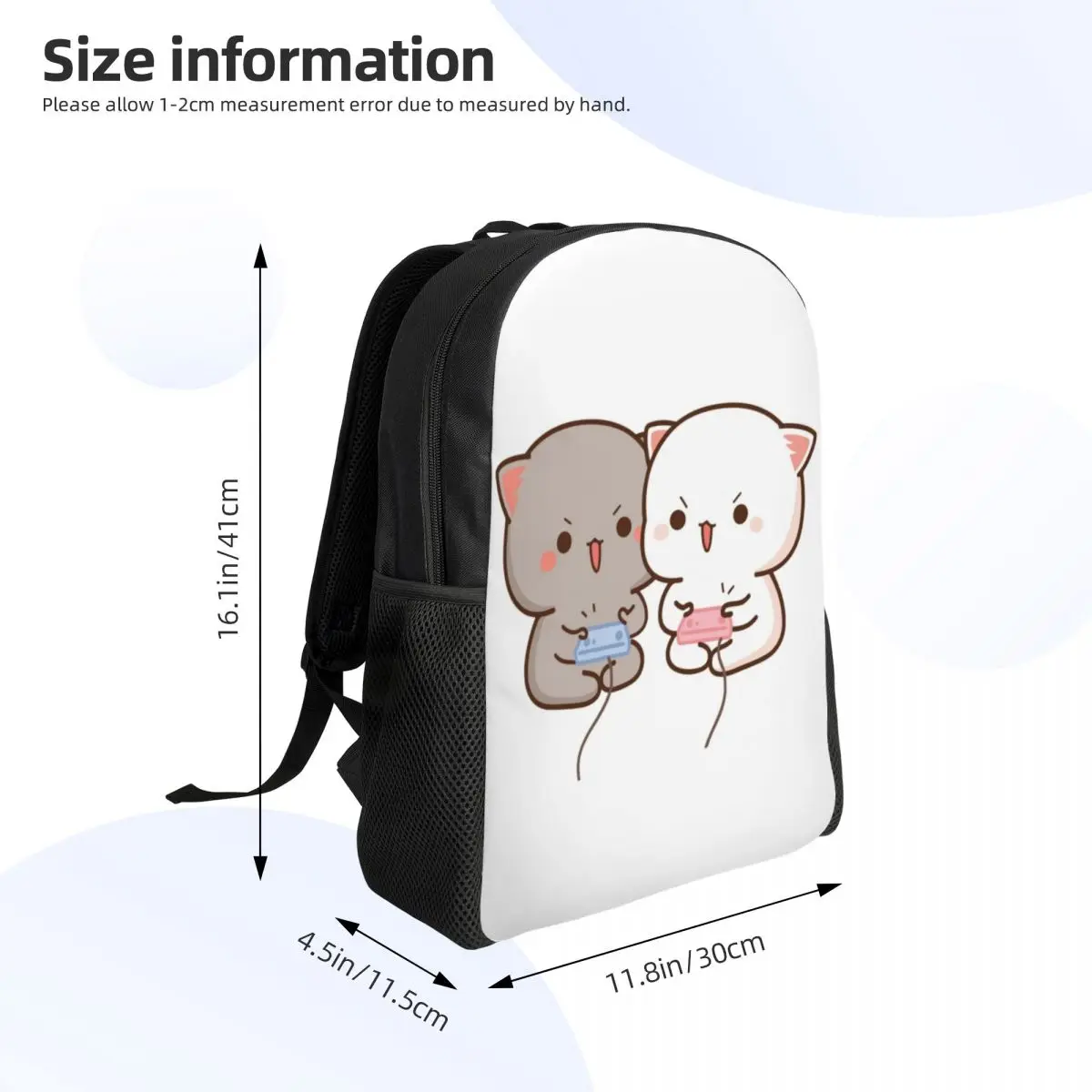 Mochilas de juegos de Mochi Cat Peach y Goma para hombre y mujer, resistentes al agua, mochilas escolares y universitarias con estampado