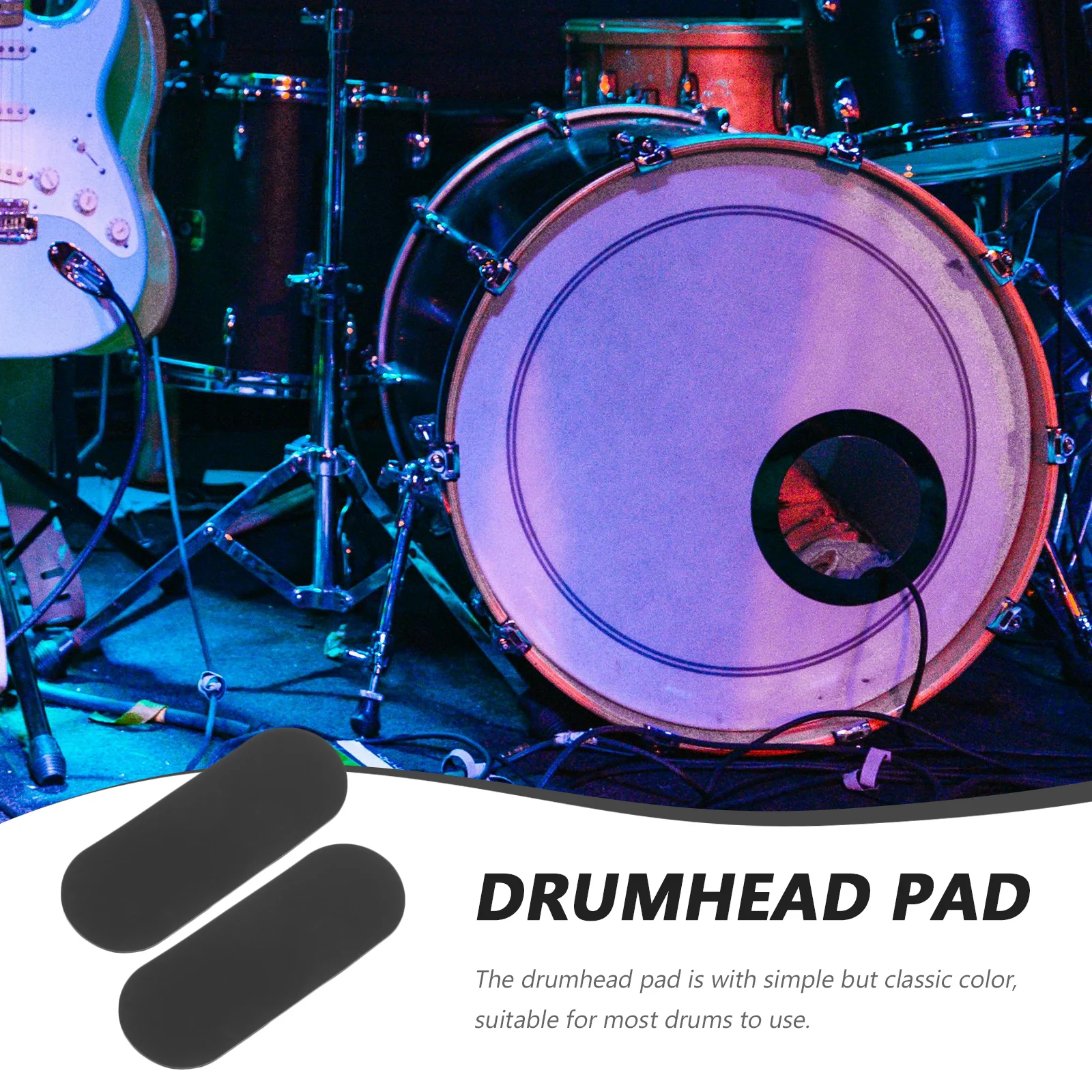 

2pcs Drum Head Pads Silicone Non-Slip Drumhead Protector For Bass Kick Drum Durable Replacement Parts Instrument Accessory