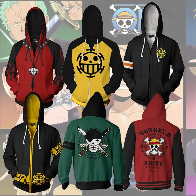 Anime One Piece Hoodies 3D Print Pullover Sweatshirt Monkey D Luffy Ace Sabo Shanks Law Battle Tracksuit Outfit Casual Outerwear