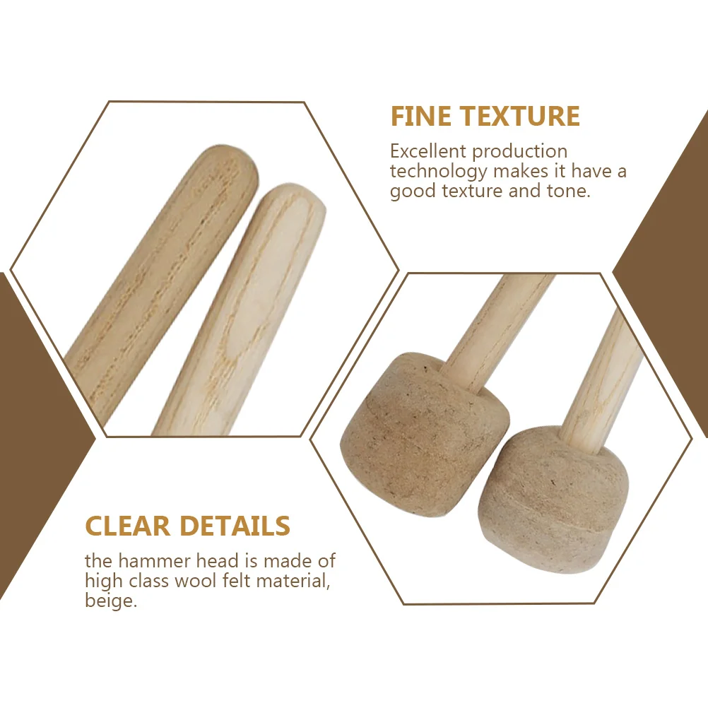 

1Pair Drum Stick Long Handle Wooden Mallet Percussion Instrument Accessory Durable Stage Practical Music