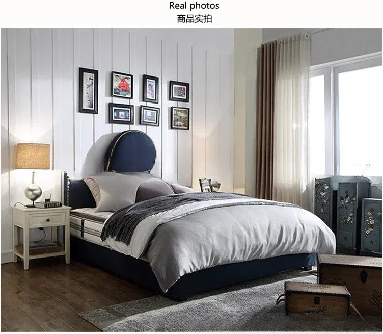 صندوق أمريكي أثاث سرير مزدوج هيدروليكي نموذج غرفة نوم قماش ناعم حقيبة تخزين سرير زفاف أنيق #4