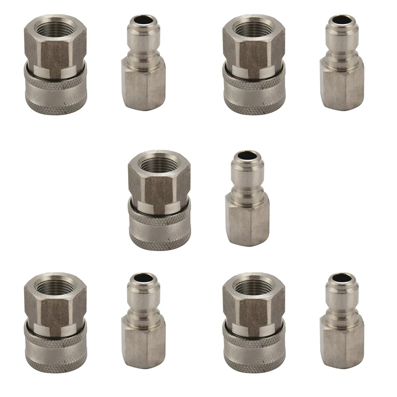 

5X Stainless Steel Pressure Washer Adapter Set G3/8 Inch Female Quick Connect Plug And Socket