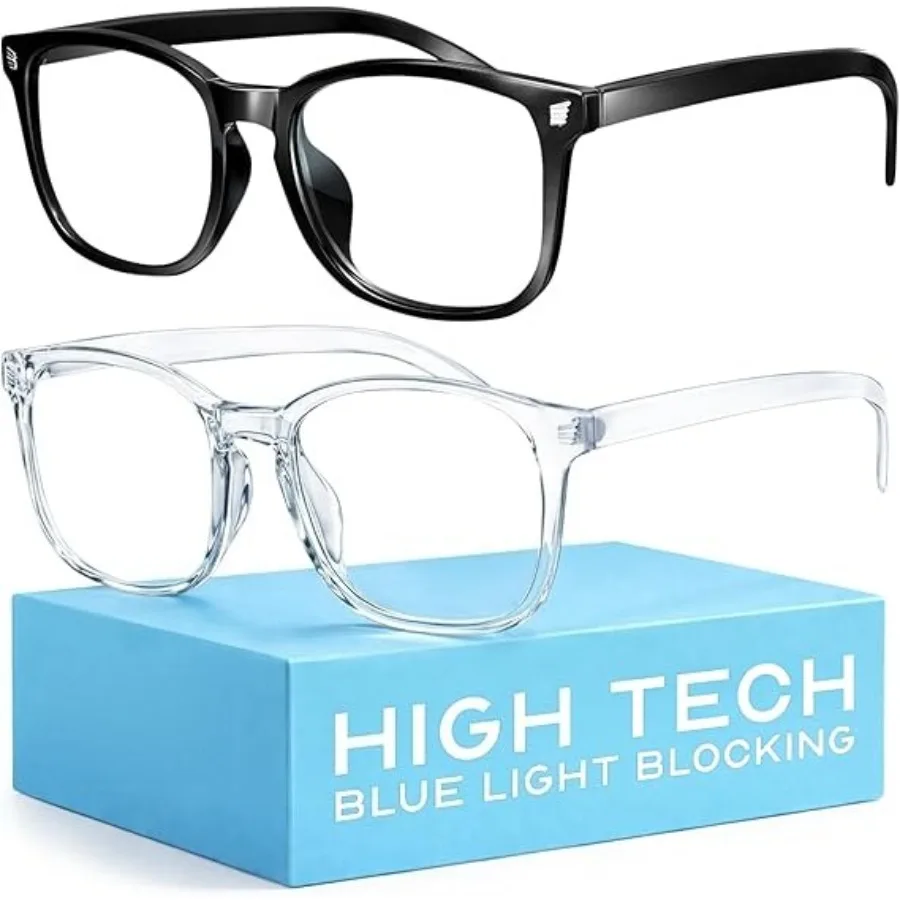 

High Tech Blue Light Glasses - Advanced Blue Light Blocking Computer Glasses - Screen Fatigue & UV Protection, Clear, B1 Light Black+clear