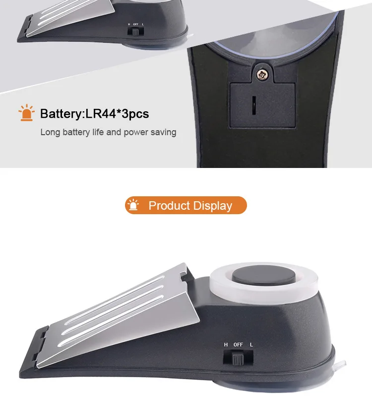 125db anti roubo assaltante alerta casa segurança segura detecção cunha porta parar alarme ajustável interruptor de sensibilidade pode evitar tamp