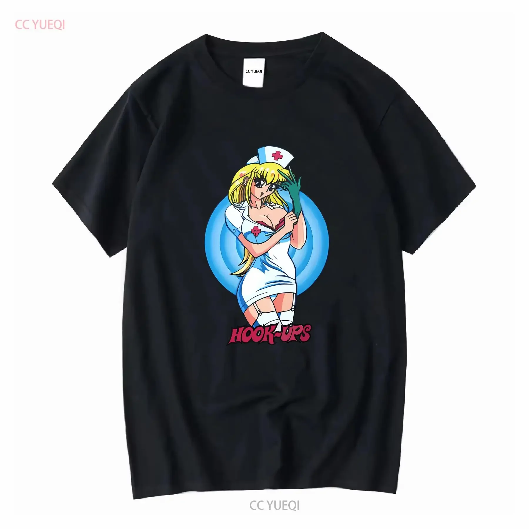 NEW Vintage Hook Ups Skateboard Nurse T Shirt long or short sleeves vintage Washed Versatile Stylish streetwear Breathable