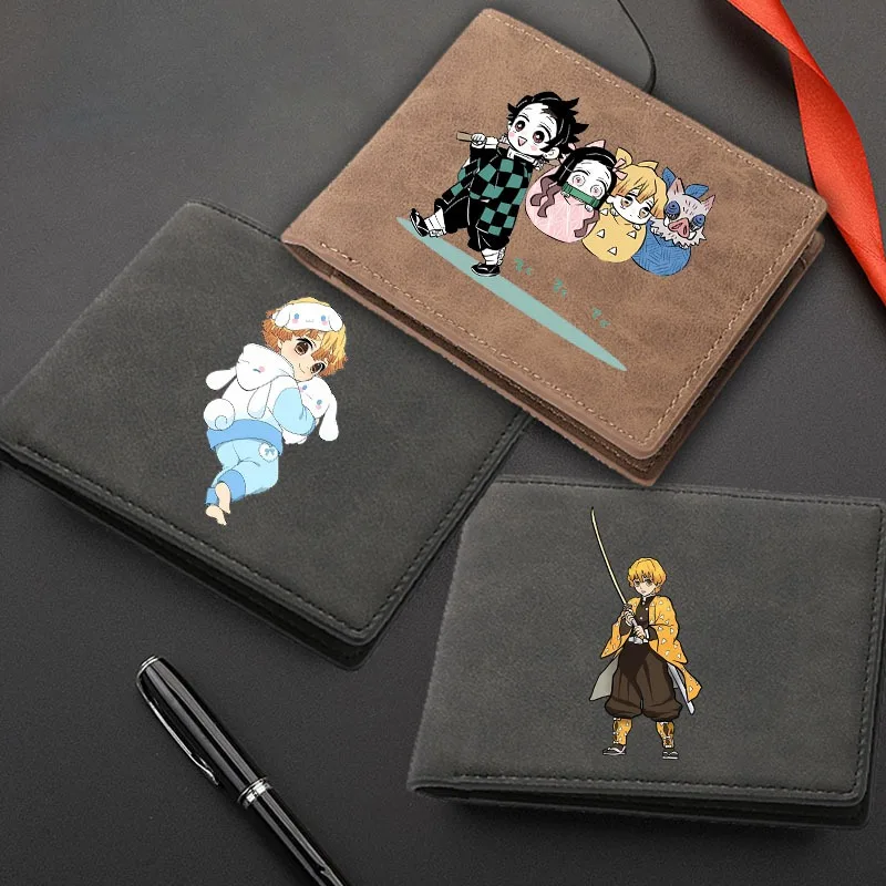 

Demon Slayer Anime Agatsuma Zenitsu Men Card Wallets Hasp Small Card Wallets Mini Men's Wallet High Qaulity Short Male Purses