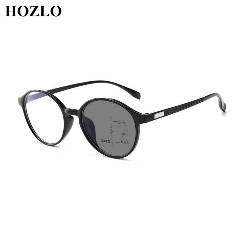 

Retro Round Women Photochromic Progressive Reading Sunglasses Men Sun Automatic Discoloration Look Near Far Hyperopia Glasses