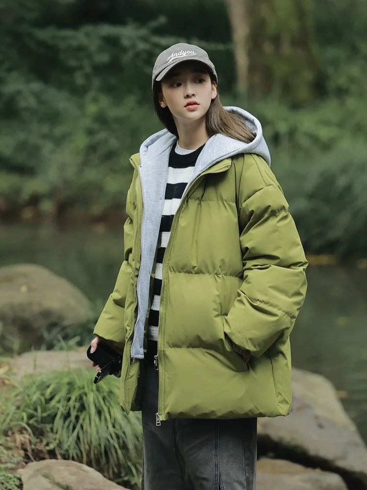 Fake Two-piece Hood Thick Warm Fluff Parka for Women, Female Winter Jacket, Stylish Coat, Waterproof   Outerware, New, Hot, 2023