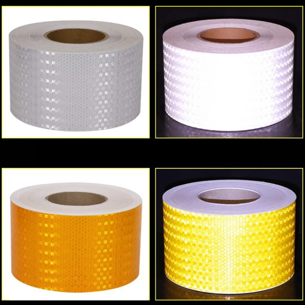 10cmx3m/Roll Reflective Tape Red White Yellow Blue Green Sticker Self-Adhesive Car Safety Warning Reflective Film Truck Tape