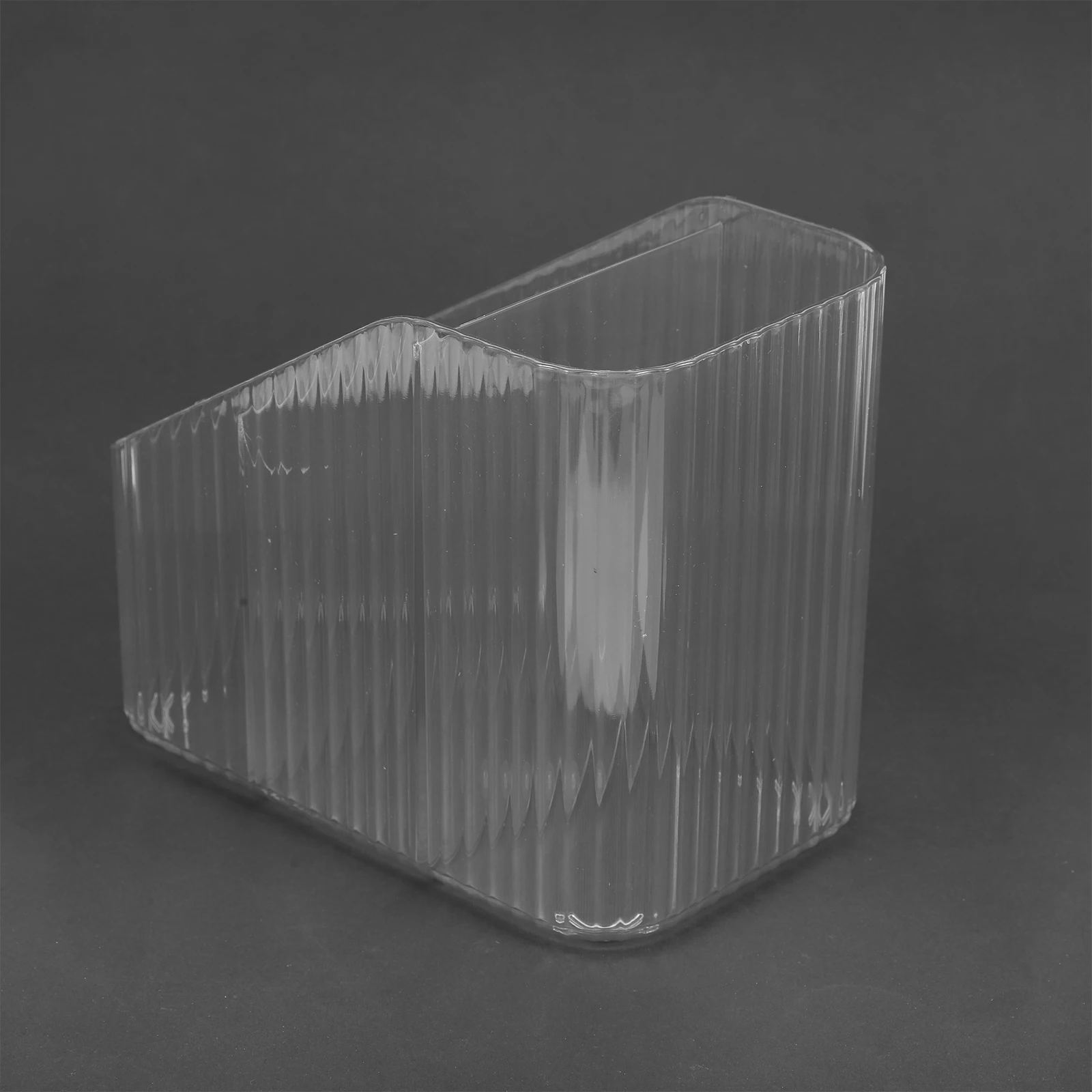 

Desktop Pen Holder Clear 3-Compartment Storage Box For Office Supplies Makeup Brushes Cosmetics Organizer