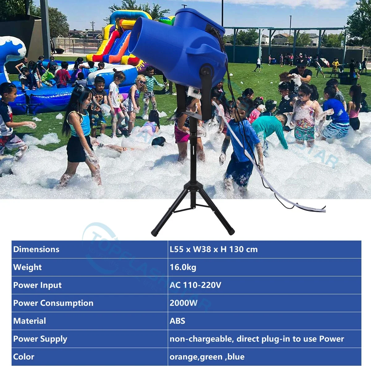Topflashstar 2000W Foam Machine Cannon Party Spray Jet Foam Blower For Outdoor Stage Rental Water Park Event