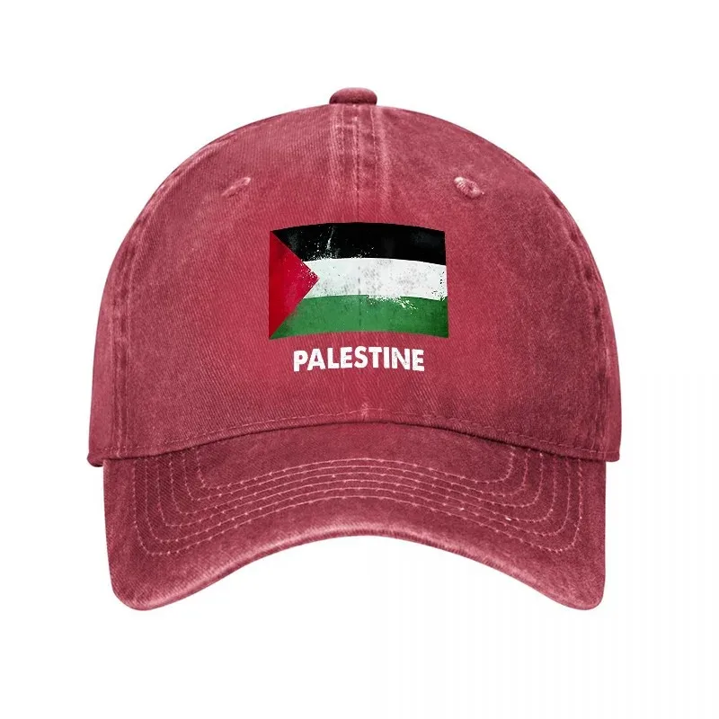 Palestine Flag Baseball Cap Distressed Washed Cotton Adjustable Casual Sun Hat for Unisex view 4
