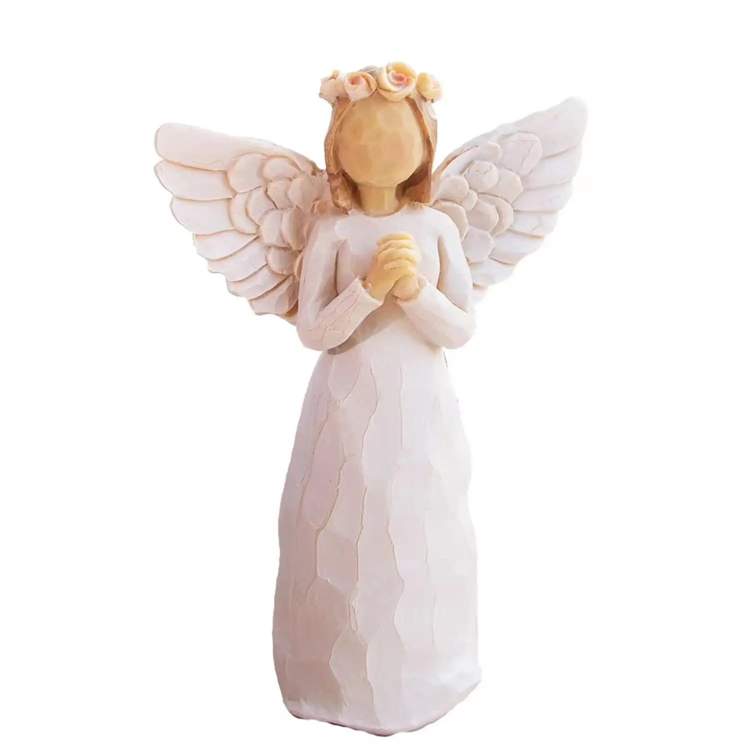 Praying Angel Figurine Hand Craved Guardian Angel Sculpture Surrounded by Love Sympathy Gift of Encouragement Women, Customized