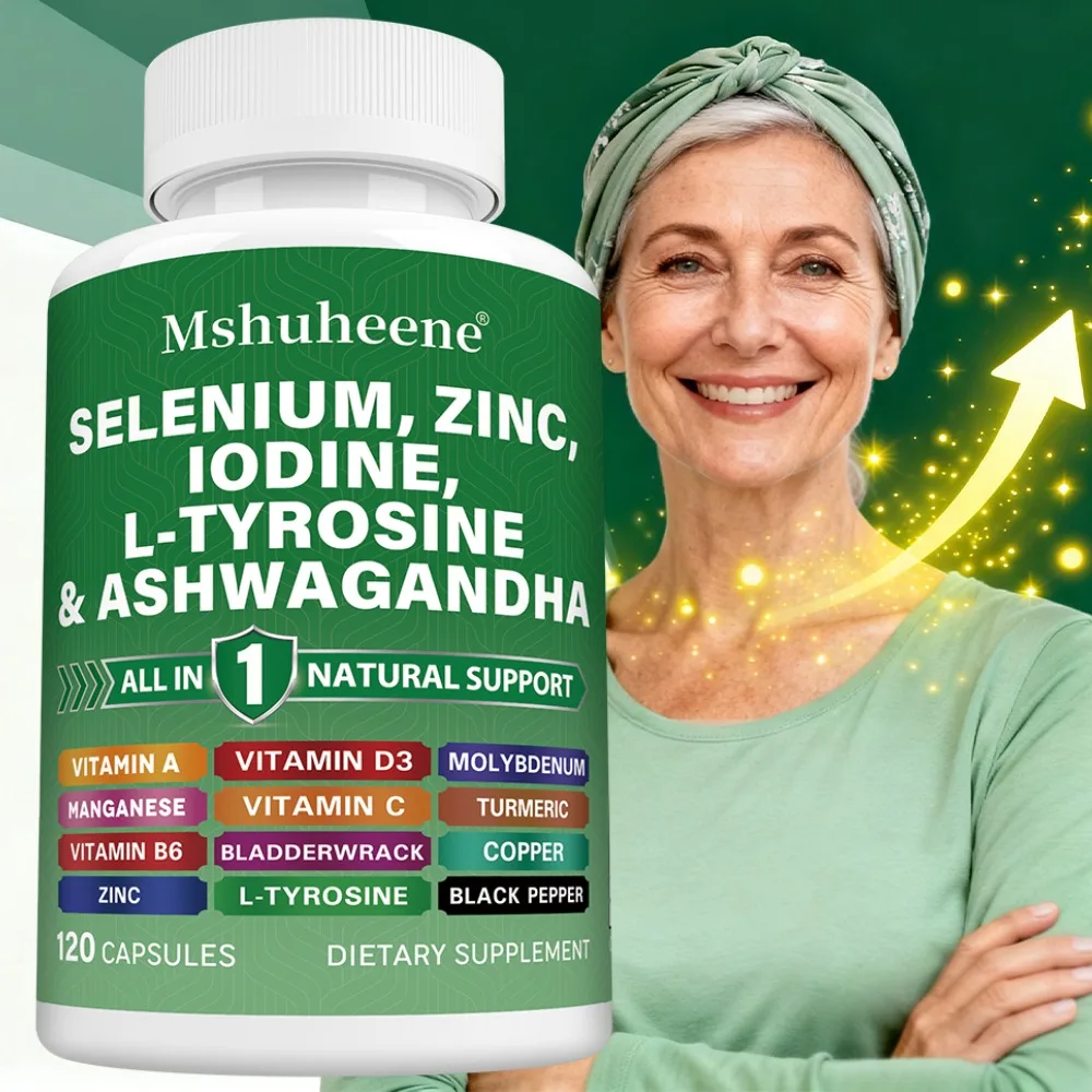 

Selenium, Zinc, Iodine, L Tyrosine, Ashwagandha - Support Supplement for Women and Men, 120 Capsules