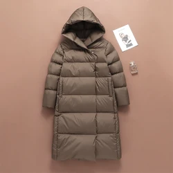 Doudoune longue ultra légère pour femme avec capuche, parkas épaisses pour femme, pardessus extérieur, manteau en duvet, chaud, décontracté, dame, hiver, 2023