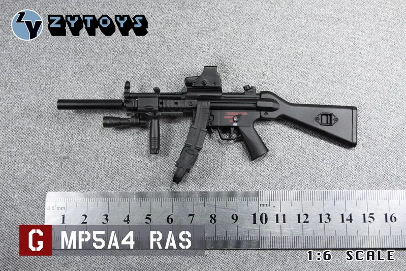 ZYTOYS 1/6 MP5A4 RAS Plastic Model for 12inch Action Figures Soldier Army Accessories Gifts Collection Toys