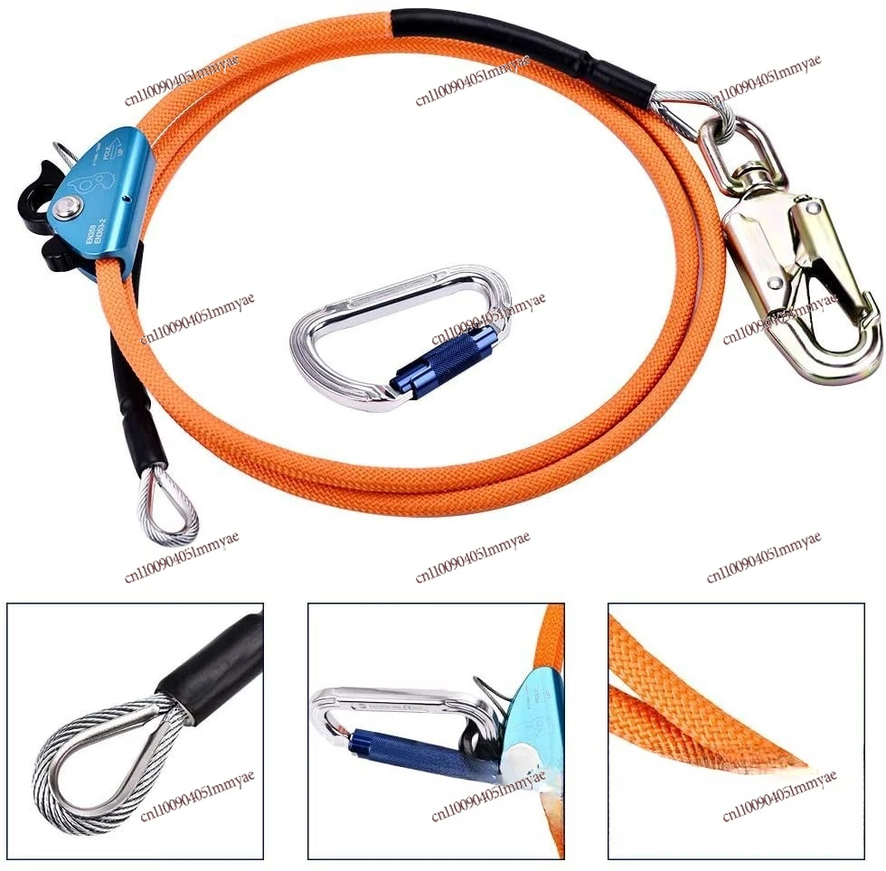 

Positioning Rope, Steel Core Triple Locking Mountaineering Buckle, Adjustable Lanyard, Safety Rope