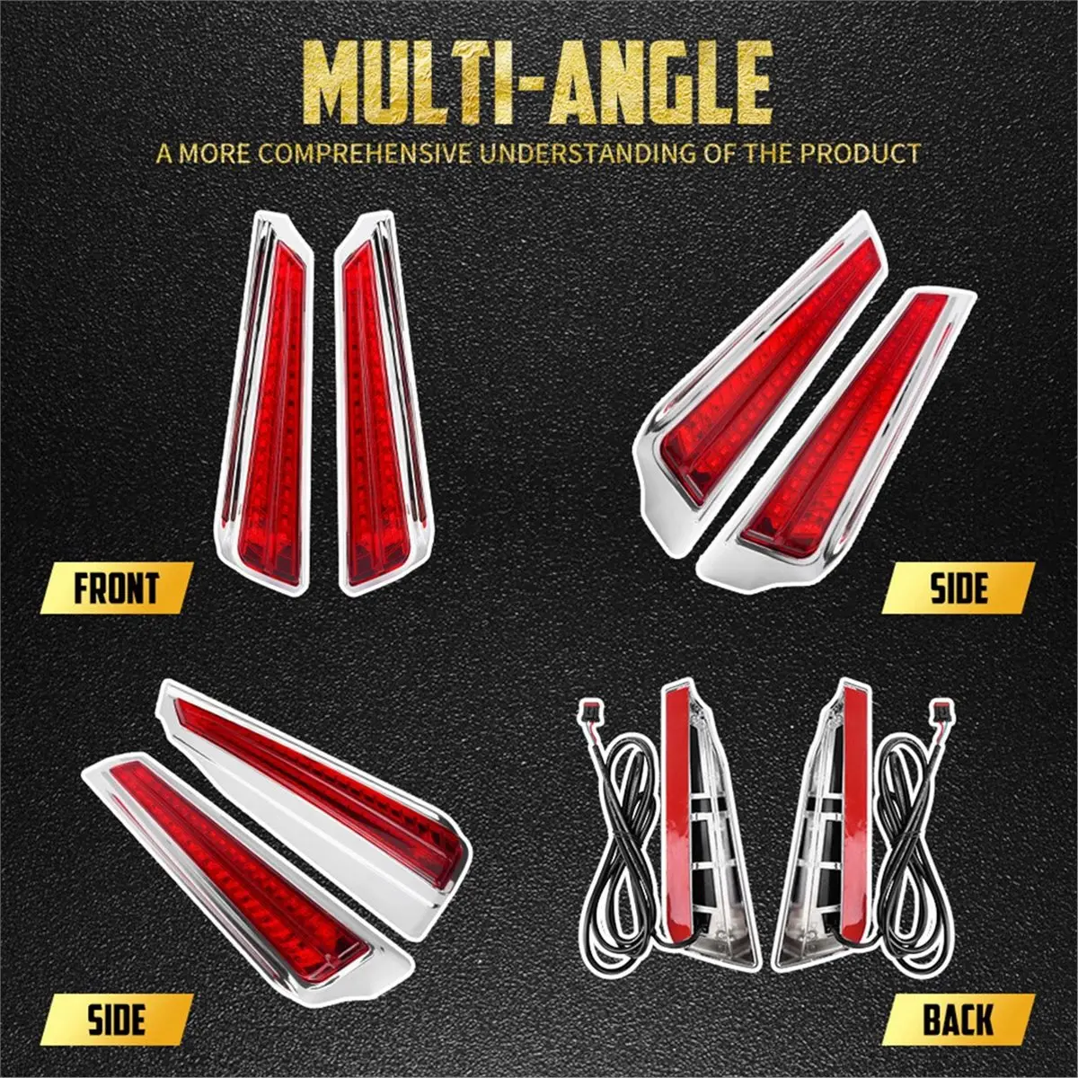 update. Motorcycle LED Filler Panel Brake Light Running Rear Fender Side Lamp for Honda Goldwing GL1800 2018-2023 2024
