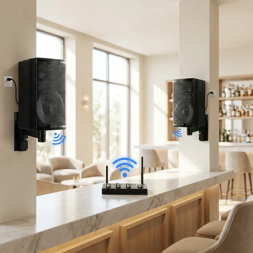 Multi-size Professional Wooden Wireless Mono Speaker 260W High Power 4 Ohm For Club Bar Commercial Spaces