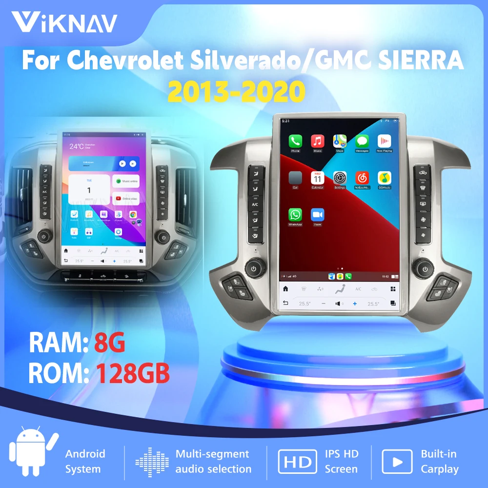 

Android 11 128G Car Radio Tesla Style For Chevrolet Silverado GMC SIERRA 2013-2020 GPS Navigation Head Unit Multimedia Player
