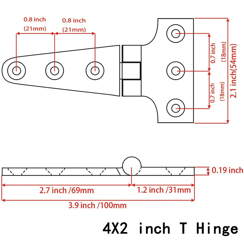 Stainless Steel 316 Universal T Shape Boat Marine Practical Replacement Parts Hardware Door Hinge Flush Mount Cabinet