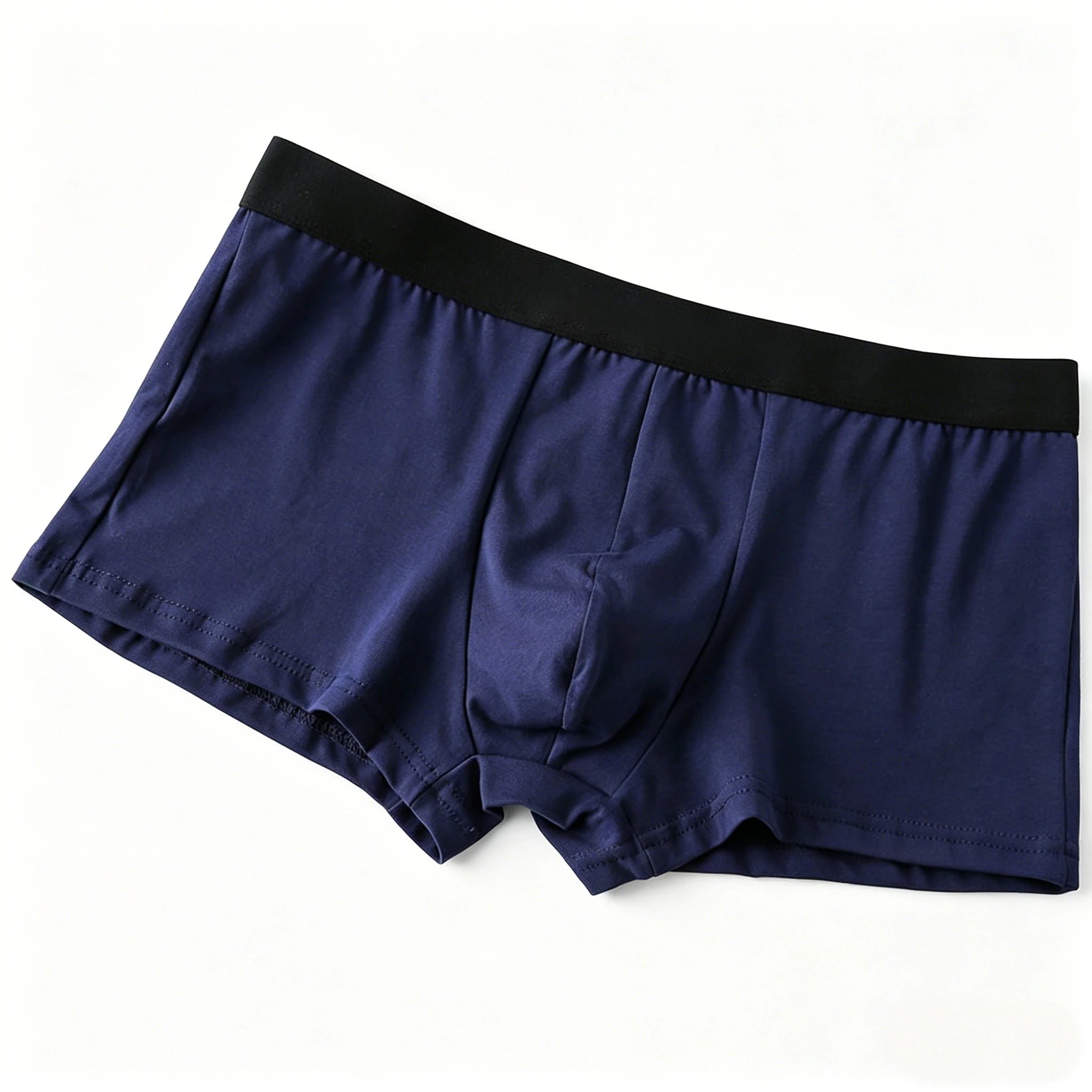 

Cotton Boxer Briefs for Men Low Waist Breathable Underwear with Black Waistband Youth Fashion U Convex Pouch Boxy Underpants