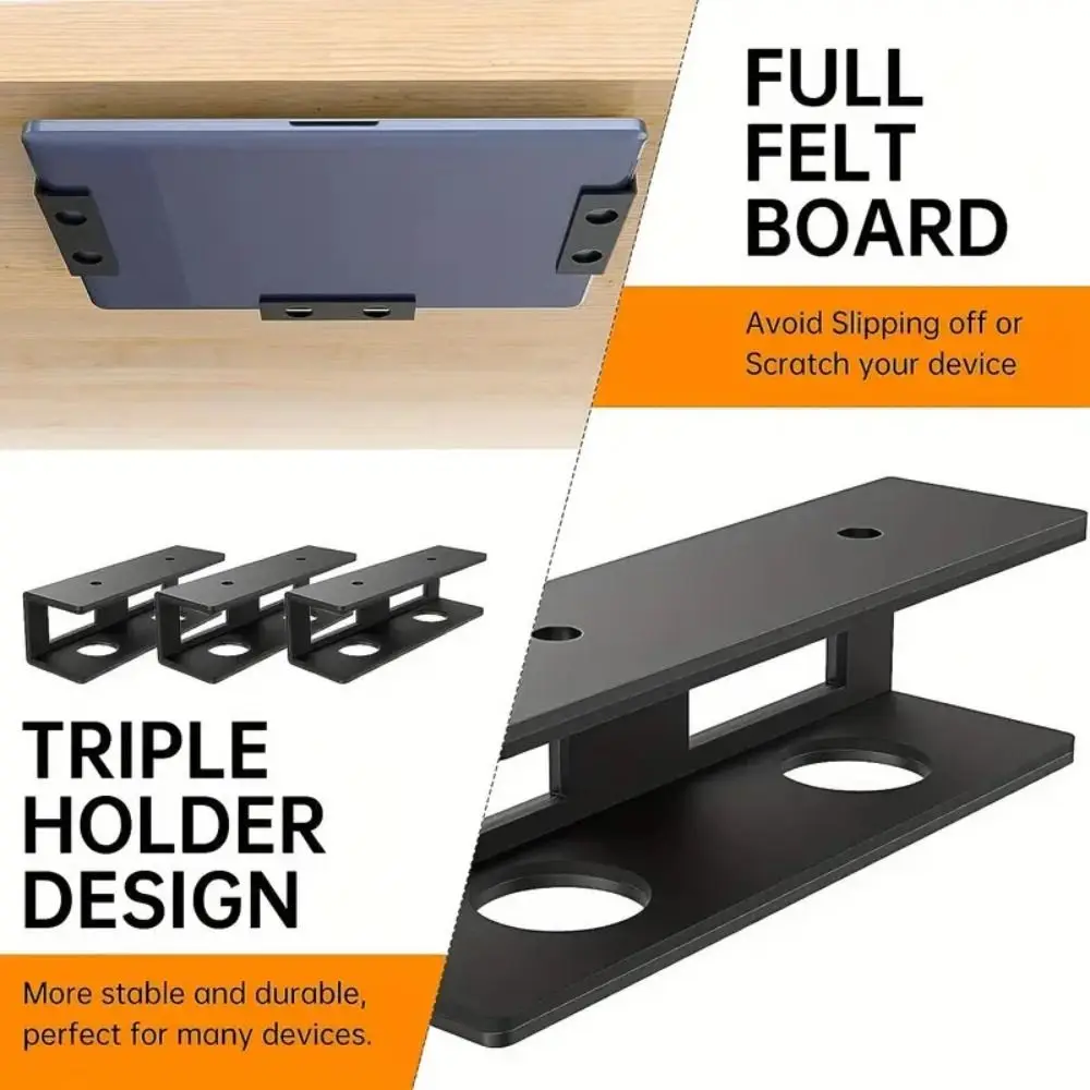 Heat Dissipation Laptop Mount Bracket Under Desk Laptop Holder Laptop Storage Stand Multi-function Charging Keyboard Storage