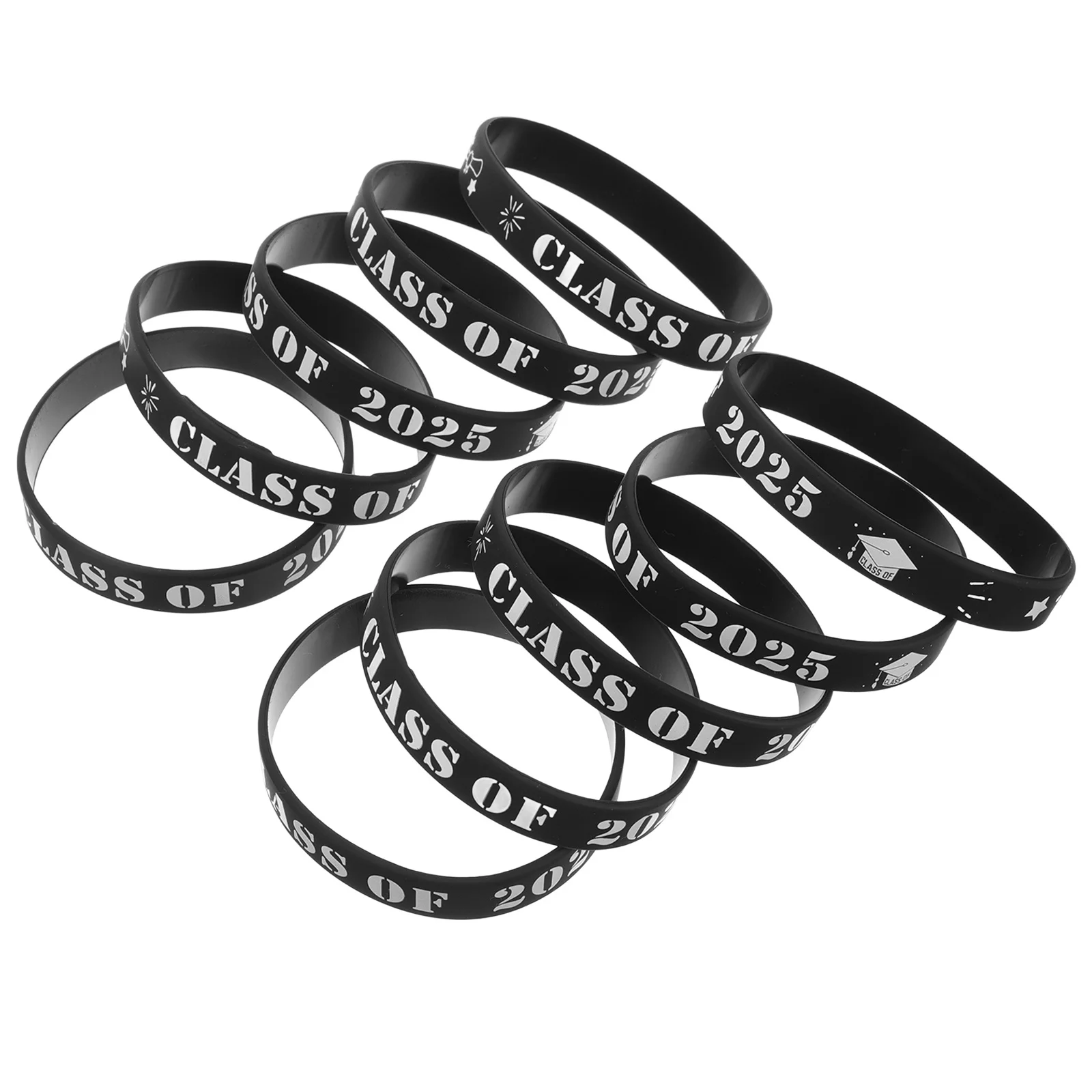 10 Pcs Decorative Silicone Wristband Graduation Themed Bracelet for Graduations Bulk
