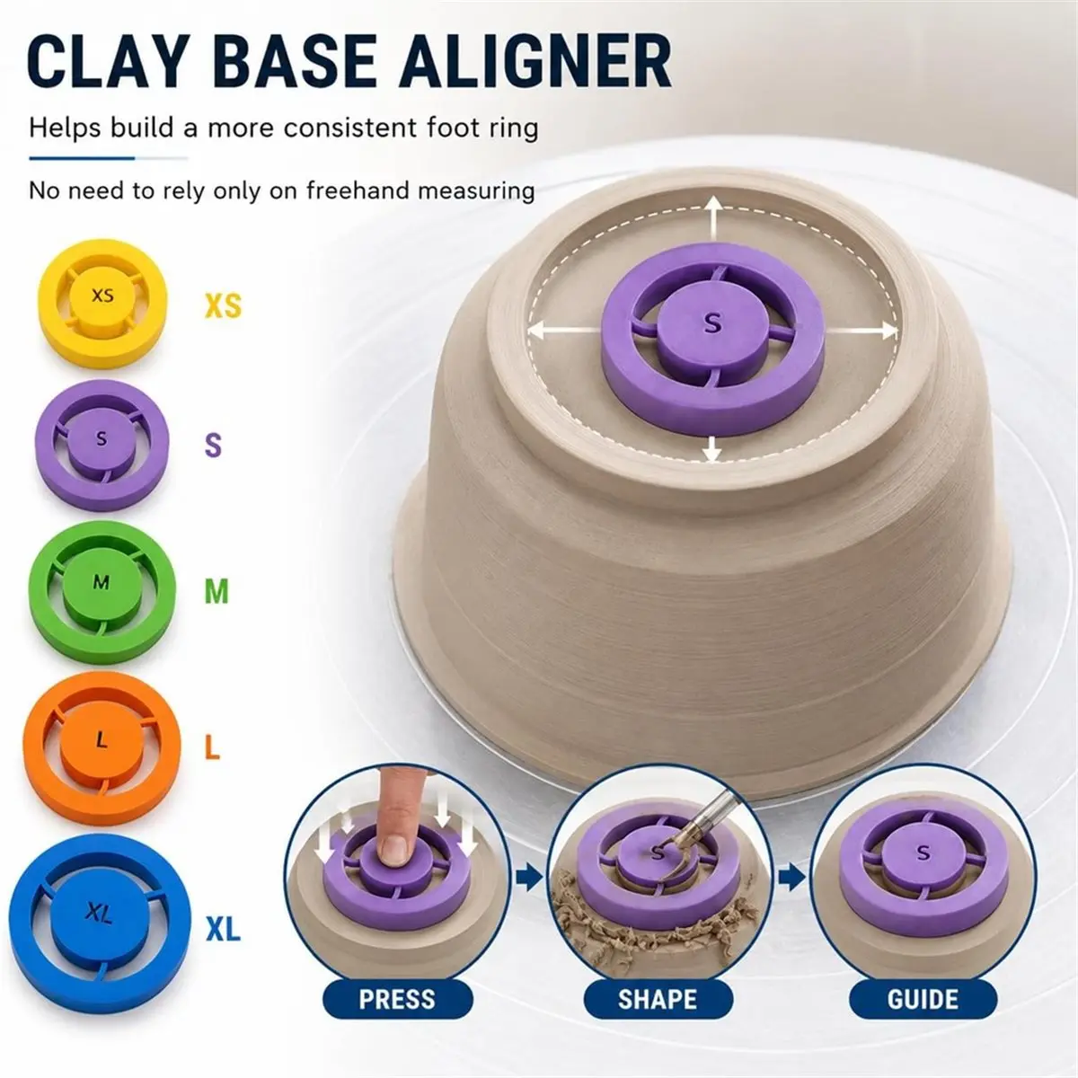 Pottery Foot Ring Tool, Pottery Foot Molder, Clay Base Aligner for Ceramics, Even Foot Press Tool for Pottery Bowls