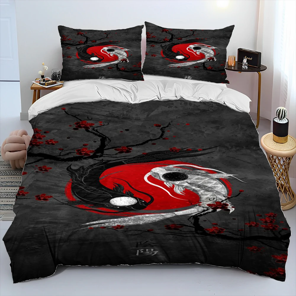 

3D Chinese Tai Chi Bagua Yin Yang Bedding Set,Duvet Cover Bed Set Quilt Cover Pillowcase,King Queen Size Bedding Set Adult Child