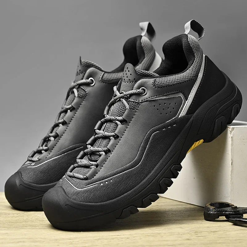 

New High Quality Genuine Leather Hiking Shoes Leisure Walk Outdoor Man Sneakers Climbing Shoes Non-Slip Lace-Up Footwear