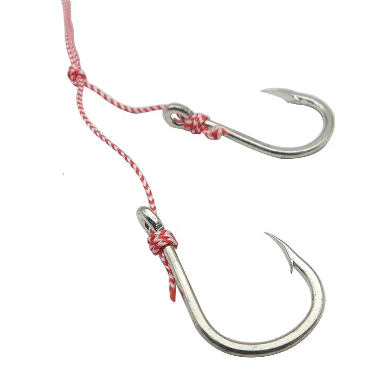 50 Pcs Jigging Jig Double Hook Snapper Fishing Lure Kabure Jigging Madai Assist Tackle Hooks for Angling