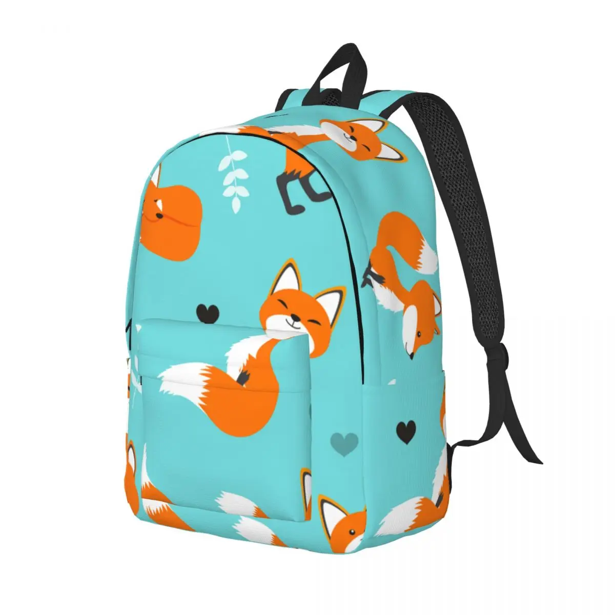 Student Bag Cartoon Fox On Turquoise Backpack Parent-child Lightweight Backpack Couple Laptop Bag