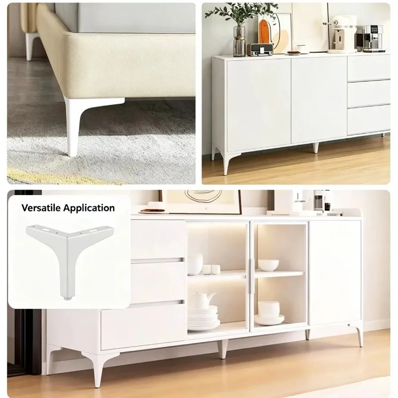 4PCS 10/15CM White Metal Furniture Legs Triangle Wear-resistant Cabinet Legs Replacement Anti Scratch Cupboard Sofa Chair Feet