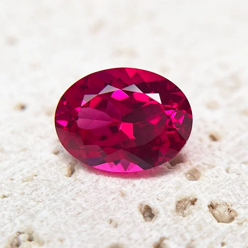 Lab Grown Ruby Rubellite Oval Cut Gemstone Beads for Jewelry Making Materials Selectable AGL Certificate