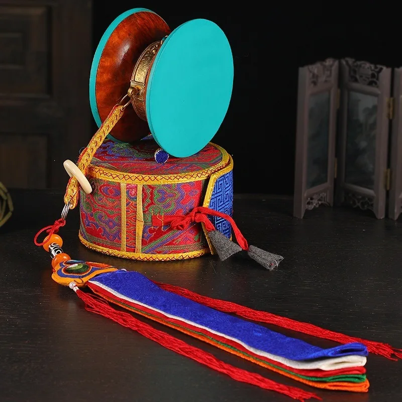 Nepalese tambourine, sheepskin  broken French , round drum, copper gilt inlaid greenstone drum, French drum set,