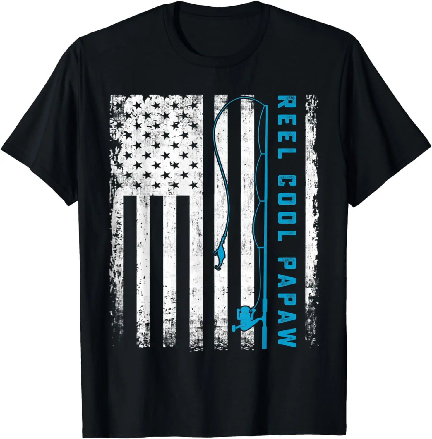 Reel Cool Papaw American Flag Fathers Day Fisherman T-Shirt