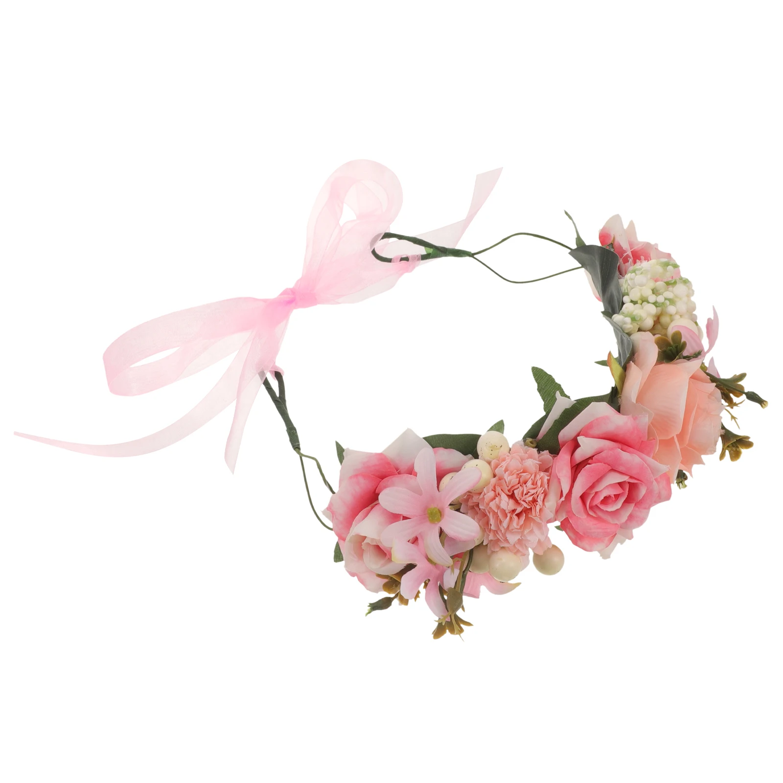 

Simulated Flower Garland Headdress Headband Colorful Folding Hairband for Women Floral Crown Kit Stylish Wedding Party