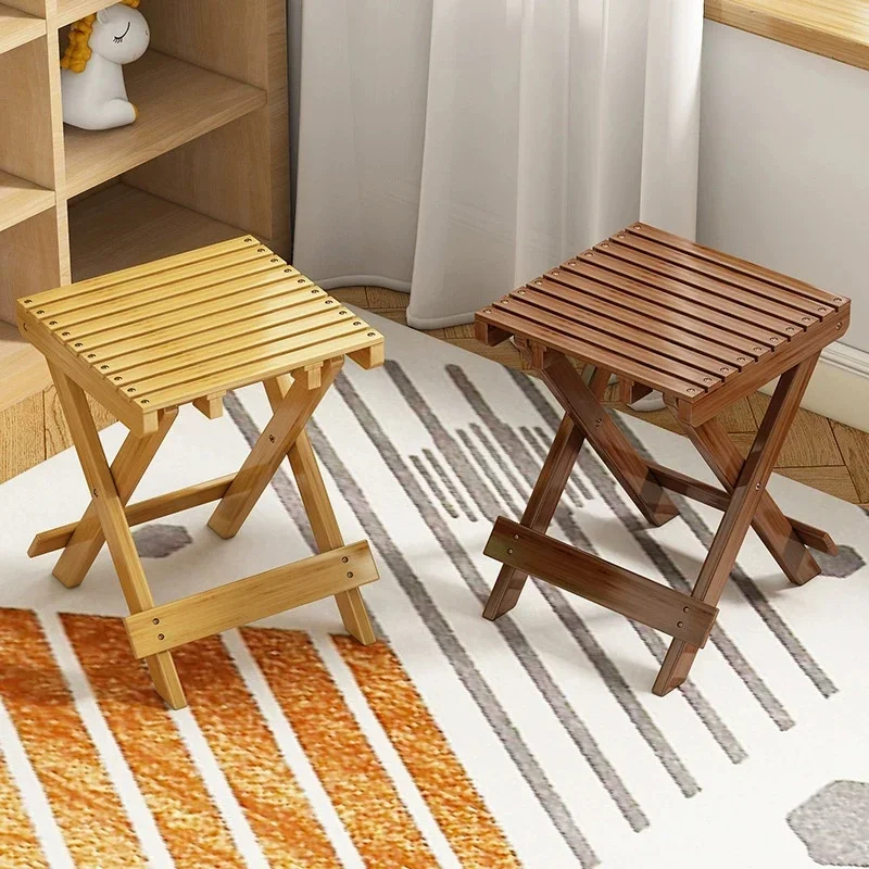 Folding Portable Bamboo Stool for Home Use Living Room Stool  Folding Chair Shoe-changing Stool