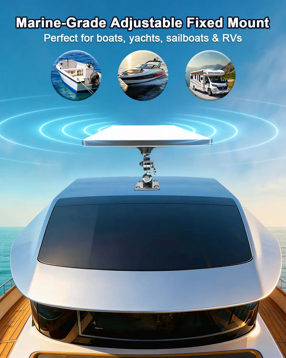 Starlink Mini Adjustable Antenna Mount Marine Grade 316 Stainless Steel Dual Swivel Pipe Adapter for Boats Yachts Sailboats RVs