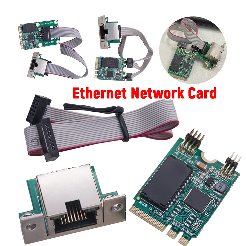 

Сетевая карта M.2 Gigabit Ethernet 2,5G/1000/100 Мбит/с M2 RJ45 PCIE Bus Сетевая карта RTL8125BG Чип Mini PCIE