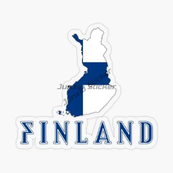 Finland FIN Flag Map Emblem Creative PVC Sticker for Decorate Car Van Bicycle Helmet Window Fridge Table Wall Decal Accessories